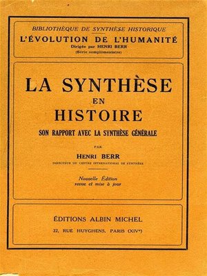 cover image of La Synthèse en histoire